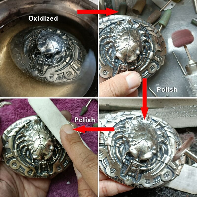 Linsion fivela de prata esterlina 925 avp predador feita à mão para homens motoqueiro punk rock cinto ta295