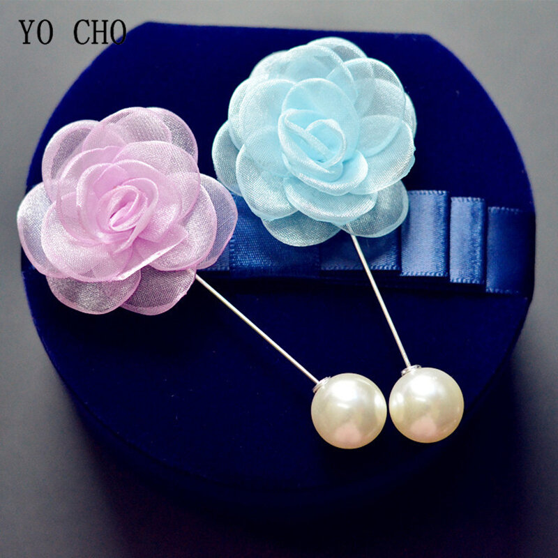 YO CHO Boutonniere ผ้าไหมประดิษฐ์ Rose ดอกไม้เจ้าบ่าวแต่งงานงานเลี้ยง Boutonniere ส่วนบุคคล Corsage Decor ผู้ชาย PIN Buttonhole