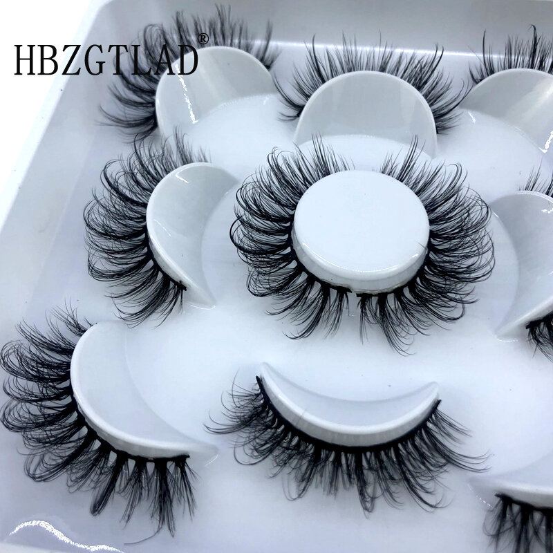 HBZGTLAD-Cílios Postiços Natural 3D, Mink Lashes Extension, Cílios Falsos, Kit de Maquiagem, Novo, 5 Pares, 8-25mm