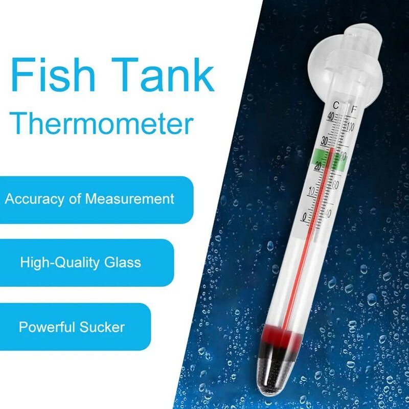 Termômetro de temperatura da água do tanque de peixes do aquário do medidor de vidro com o agregado familiar de digitas do copo da sucção 0-44 graus ce