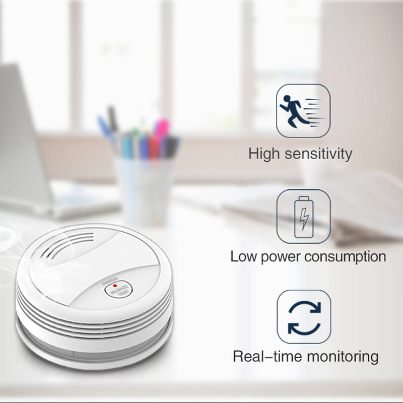 Mula-Detector de humo Tuya, Compatible con sistema de alarma, Sensor de humo Wifi, protección contra incendios para el hogar inteligente, aplicación Smart Life