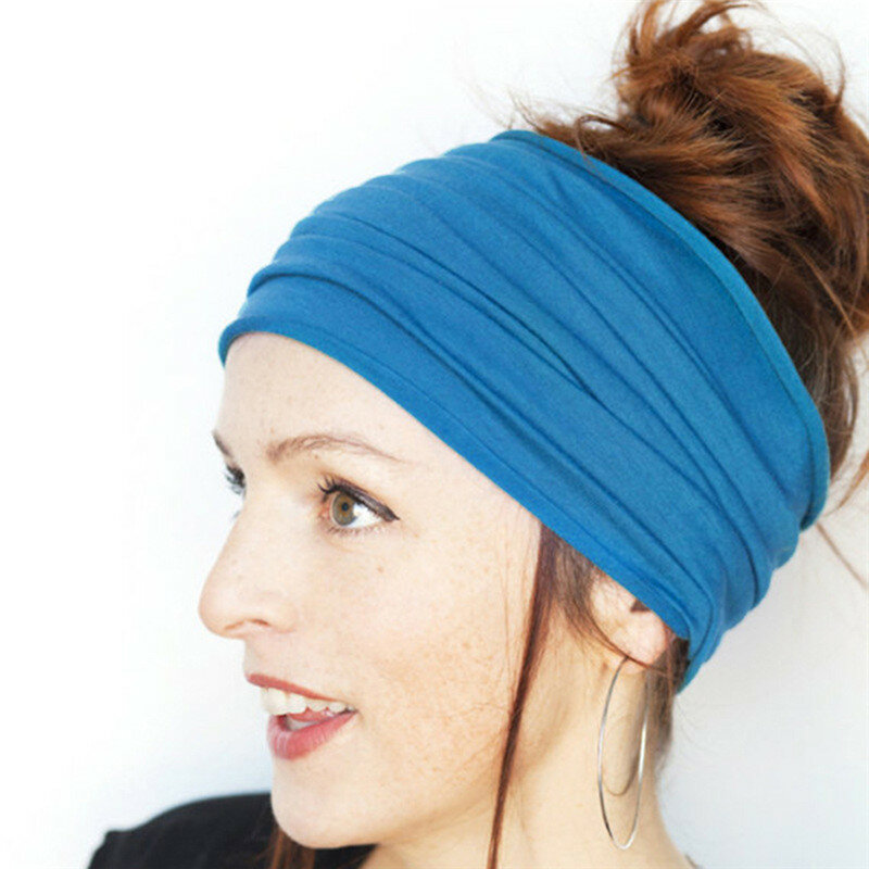 Mulheres bandana boêmio esportes corrida bandagem elástica menina larga bandana impressão larga headwrap headband senhoras
