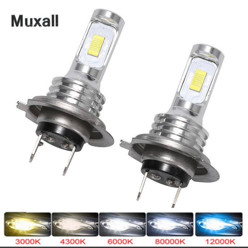 Muxall-Mini lampes LED CSP H7 pour voitures, ampoules de sauna, H4, H8, H11, H6, antibrouillard, HB3, 9005, HB4, bleu glacier, 8000K, 3000K, 12V