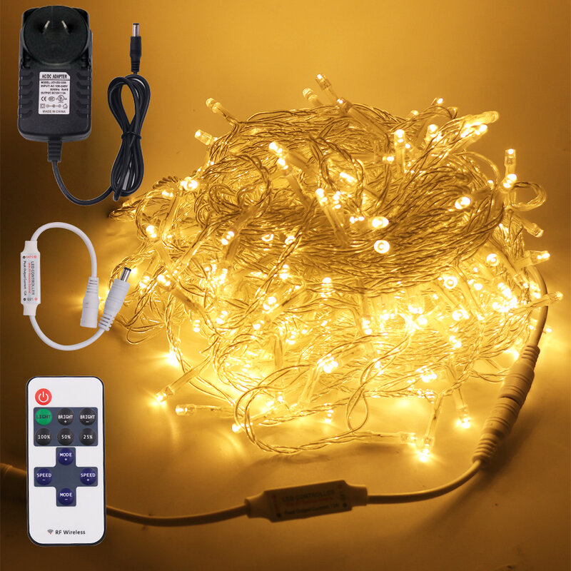 DC12V Fairy LED String Light 10M 20M 30M 50M LED Garland Light with EU/US/AU/UK Plug Dimmer  for Christmas Wedding Decoration