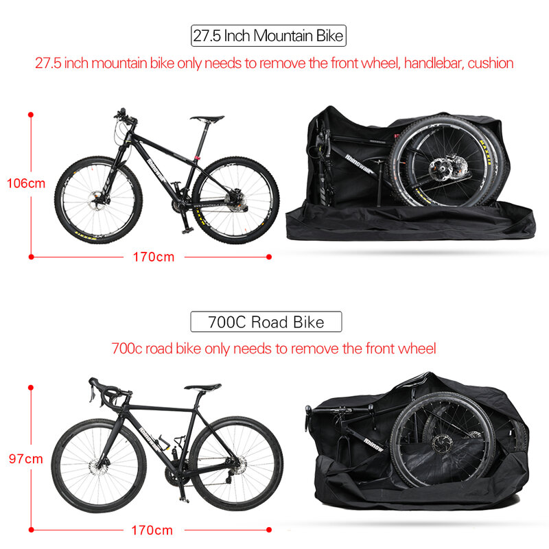Sac de transport de vélo de montagne, utilisé pour 26-27.5 ", sac de rangement de vélo de route, sac de transport portable
