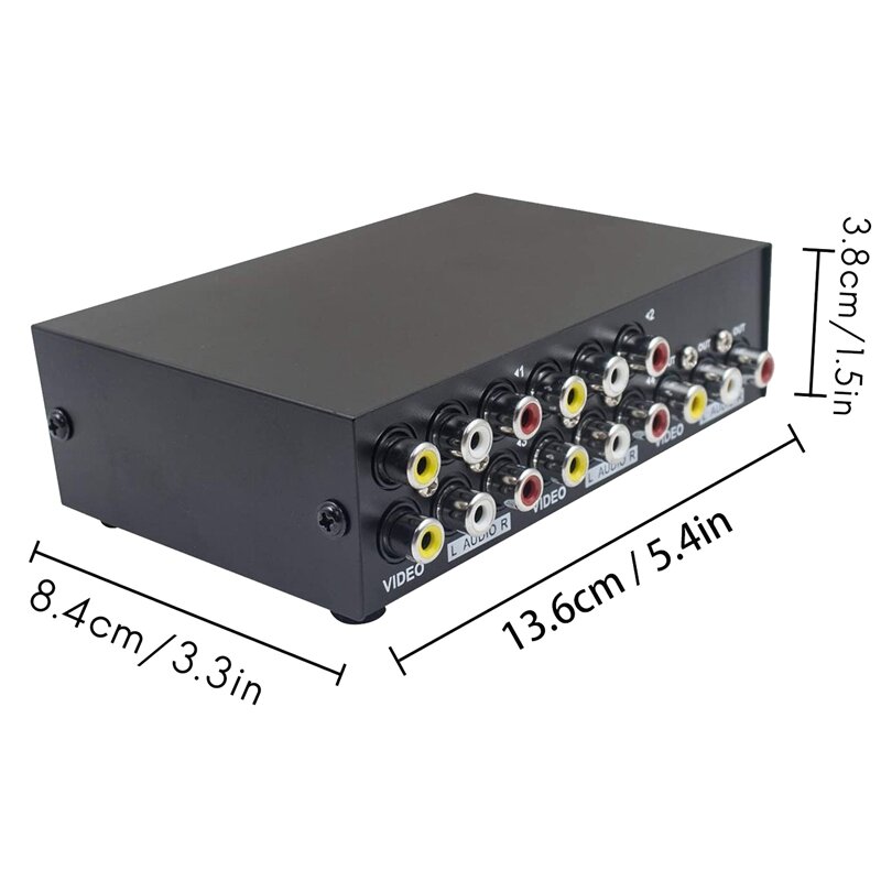4 portowy przełącznik AV RCA przełącznik 4 w 1 na zewnątrz sygnał wizyjny L/R pole wyboru dla DVD STB konsole do gry
