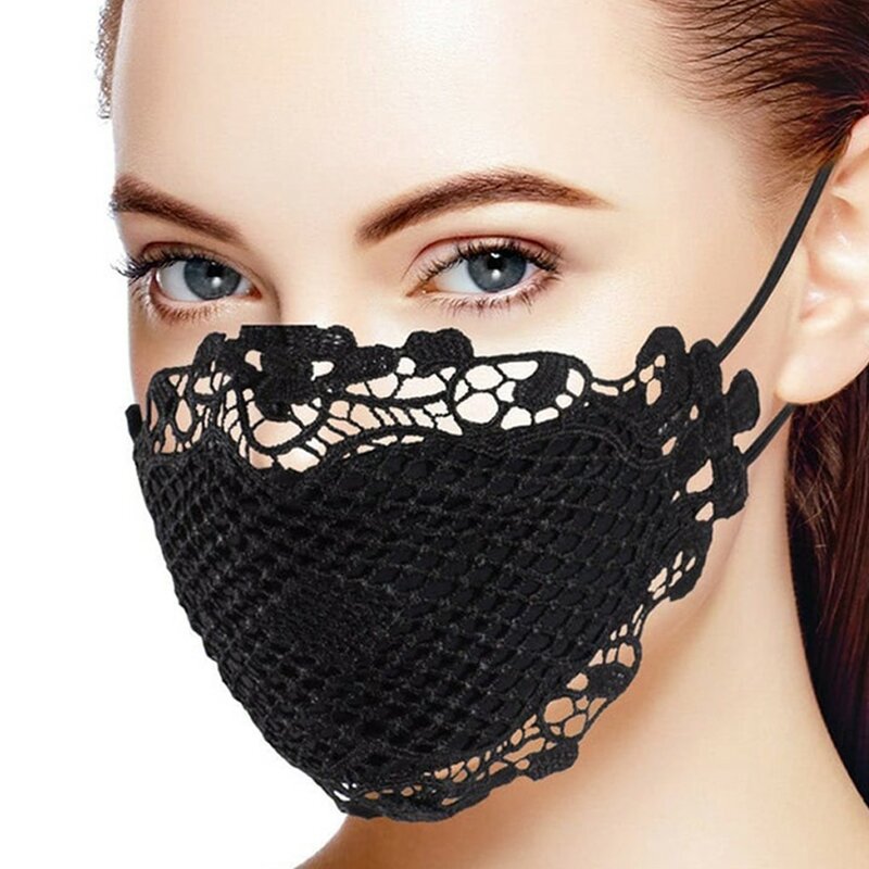 1 buah masker renda halus Applique dapat dicuci masker wajah mulut dapat digunakan kembali masker wajah masker wajah Cosplay Halloween Cosplay merk 2024