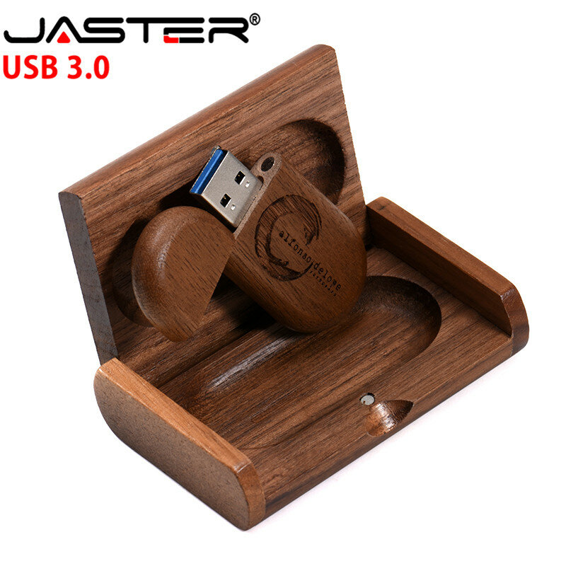 JASTER USB 3.0 LOGO customized wooden usb + Box Personal LOGO pen drive 8GB 16GB 32GB 64GB usb Flash Drive pendrive Memory stick