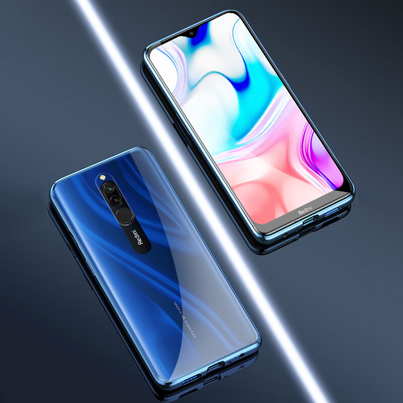 Natrberg 360 Full Case for Xiaomi Redmi 8 Case Magnetic Metal Dual Tempered Glass Back Hard Cover On For Redmi 8A 8 A Pro Case