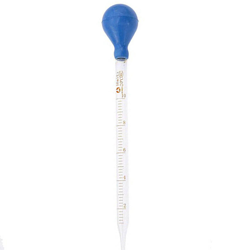 Gotero de línea de escala de vidrio, pipeta de medición de caída de laboratorio, cabezal de goma azul, 5ml/10ml