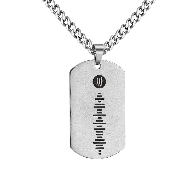 Colar pingente militar personalizado spotify, código digitalizado, foto, colar, joias, presente, aço inoxidável