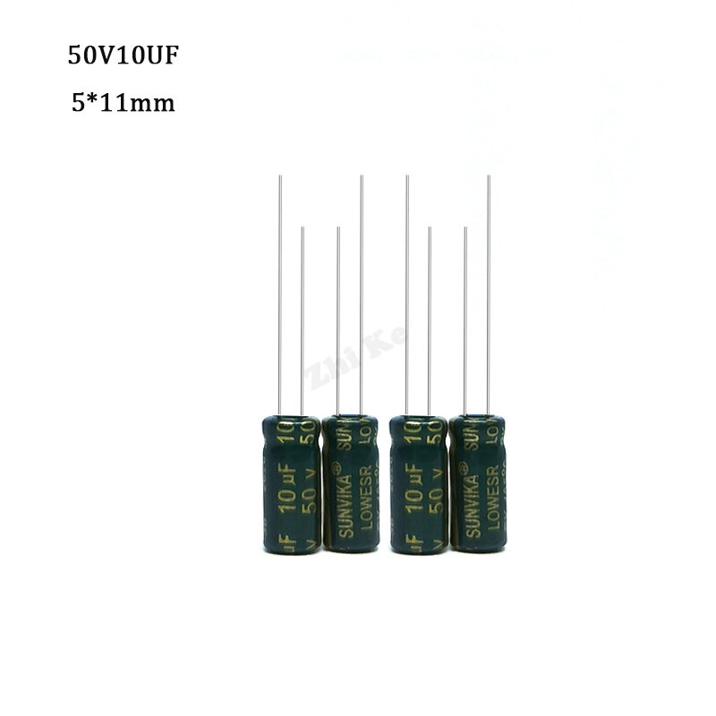 50pcs 50V 10UF 5 * 11 mm low ESR Aluminum Electrolyte Capacitor 10 uf 50 V Electric Capacitors High frequency 20%