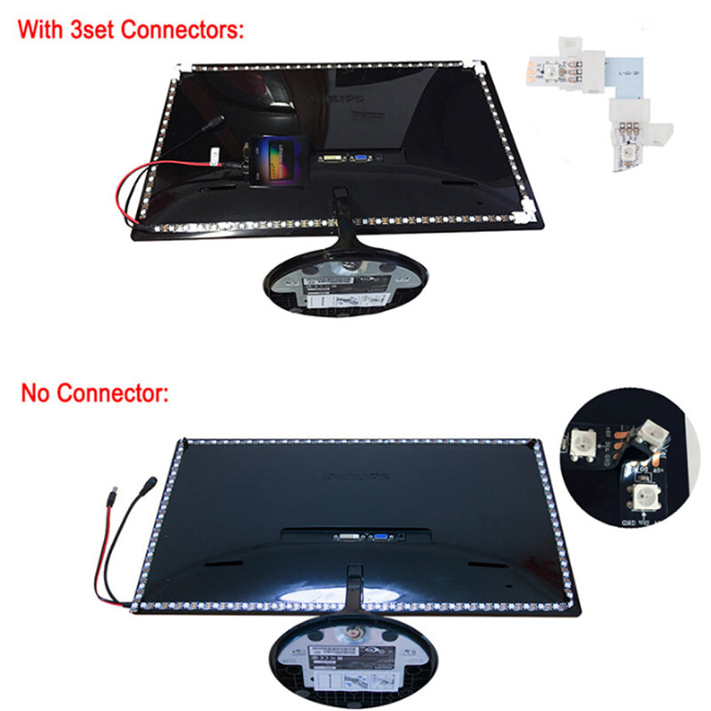5V WS2812B USB LED Strip 5050 RGB Dream Color KitสำหรับHDTV Desktop PCหน้าจอพื้นหลังแสง1M 2M 3.0M 4M 5M