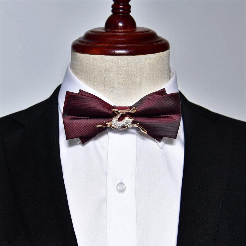 2020 Dasi Pernikahan Pria Inggris Busur Dasi Padat Warna Double Bow Tie