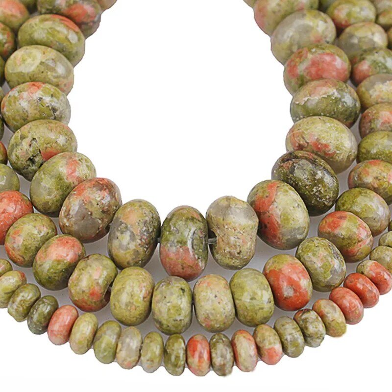 Natural Stone Green Unakite Spacer Abacus Loose Beads 4 6 8mm Handmade Findings Bracelets DIY Jewelry Making Accessories