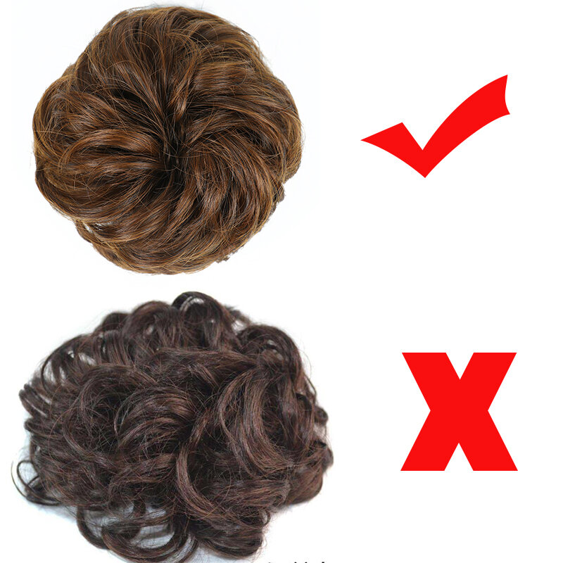 Azqueen-人工毛エクステンション,パン,シニヨン,ゲイリー,茶色,伸縮性のあるヘアバンド