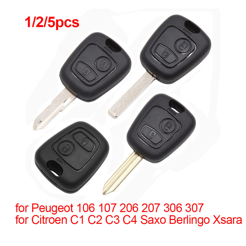X Autohaux – coque de télécommande pour Peugeot 106 107 206 207 306 307, 2 boutons non découpés, Insert de clé