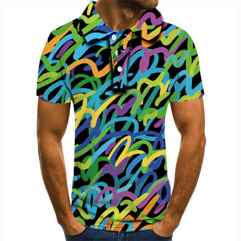 Polo de verano de estilo artístico, polo para hombre, camiseta polo de manga corta con estampado 3D, polo de alta calidad para hombre, novedad de 2020