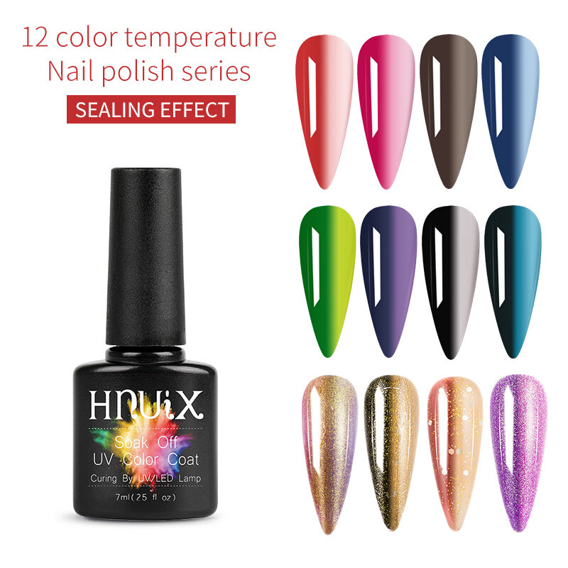 Hnuix gel unha polonês temperatura cor mudança série 7ml unha arte design semi permanente uv led gel para unhas manicure