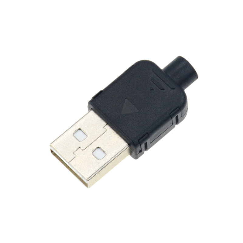 10Pcs DIY USB 2.0 Connector Plug A Type Male 4 Pin Assembly Adapter Socket Solder Type Black Plastic Shell For Data Connection