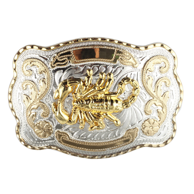 Gold Scorpion Double Color Big Animal Belt Buckle for Man Alloy 4.0cm Cowboy Western