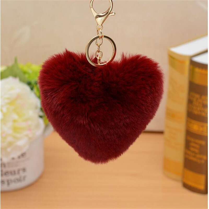 1 Pcs New Rabbit Hair Color Love Plush Toys Keychain Pendant Toy Holiday Gift Christmas Gifts For Girls 10Cm