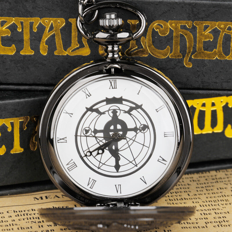 Orologio da tasca a tema film Cosplay nero collana pendente opaca regali Unisex reloj de bolsillo