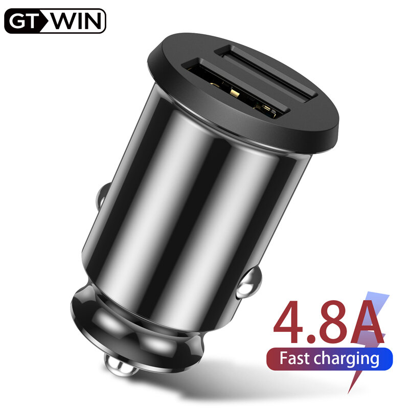 GTWIN 4.8A ładowarka samochodowa podwójna ładowarka USB szybkie ładowanie dla iPhone Samsung Xiaomi Huawei telefon komórkowy Adapter szybkie ładowanie ładowarka samochodowa USB