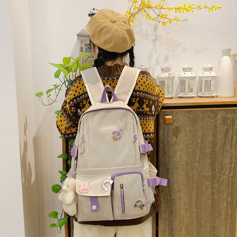 Girl Large Capacity Backpacks New Nylon Waterproof Knapsack Girls Korean Style Backpack Schoolbag for College Students