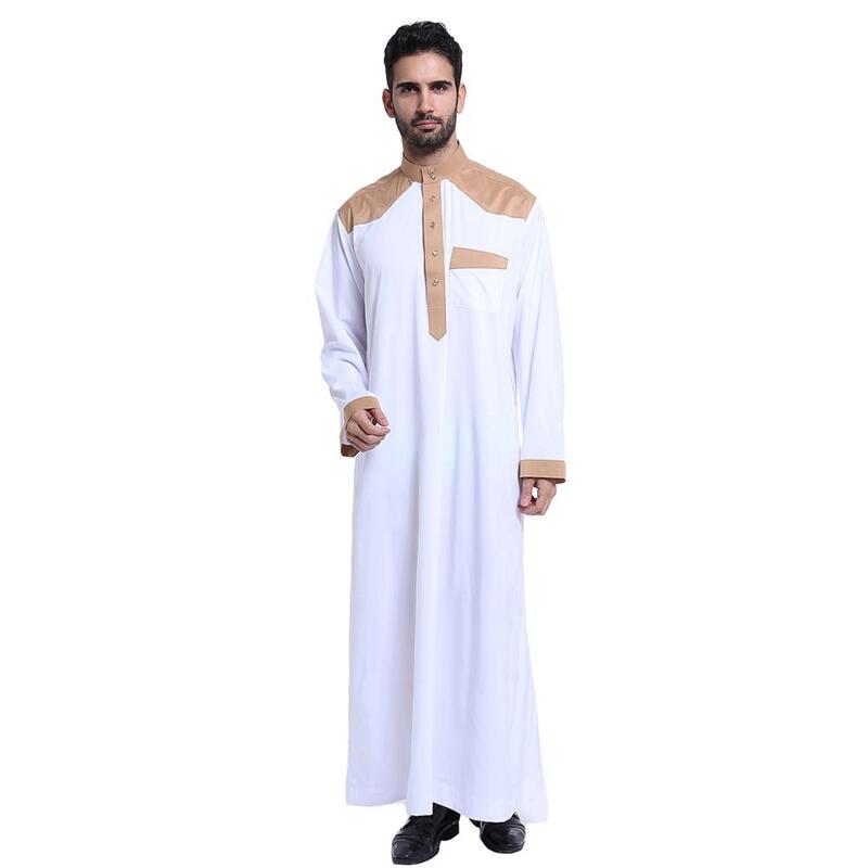 Hanyimidoo muzułmańskie Abaya dla mężczyzn Jubba Thobe bliski wschód długie szaty Kaftan Arab dubaj dorosłych z długim rękawem islamska odzież