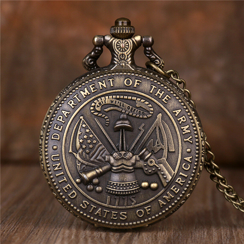 Reloj de bolsillo de cuarzo del ejército, pulsera Retro Steampunk, cadena con colgante