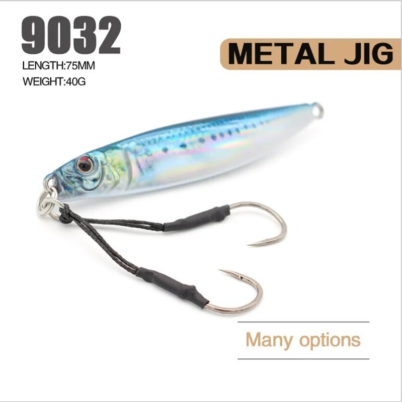 2021 Novo 1PCS Metal Jig 40g 75mm Pesca Jigging com Spinner Isca Dura Carpa Equipamento De Pesca Colher Chocalhar Isca Pesca Peixe Isca