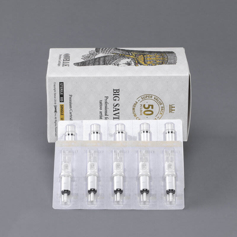 SOLONG 50Pcs 0.3~0.35MM Disposable Tattoo Cartridge Needles Round Liner Sterile Needle Suitable for Professional Tattooists