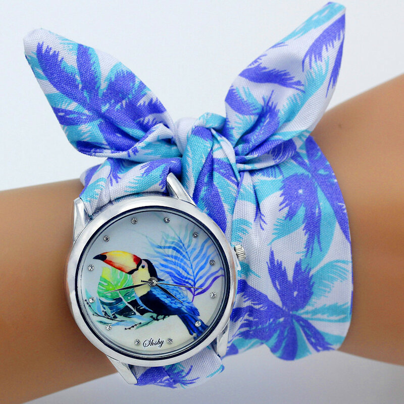 Shsby unikatowy damski zegarek z tkaniny kwiatowej modna damska sukienka zegarek z jedwabistej tkaniny szyfonowej zegarek słodki dziewczęcy zegarek
