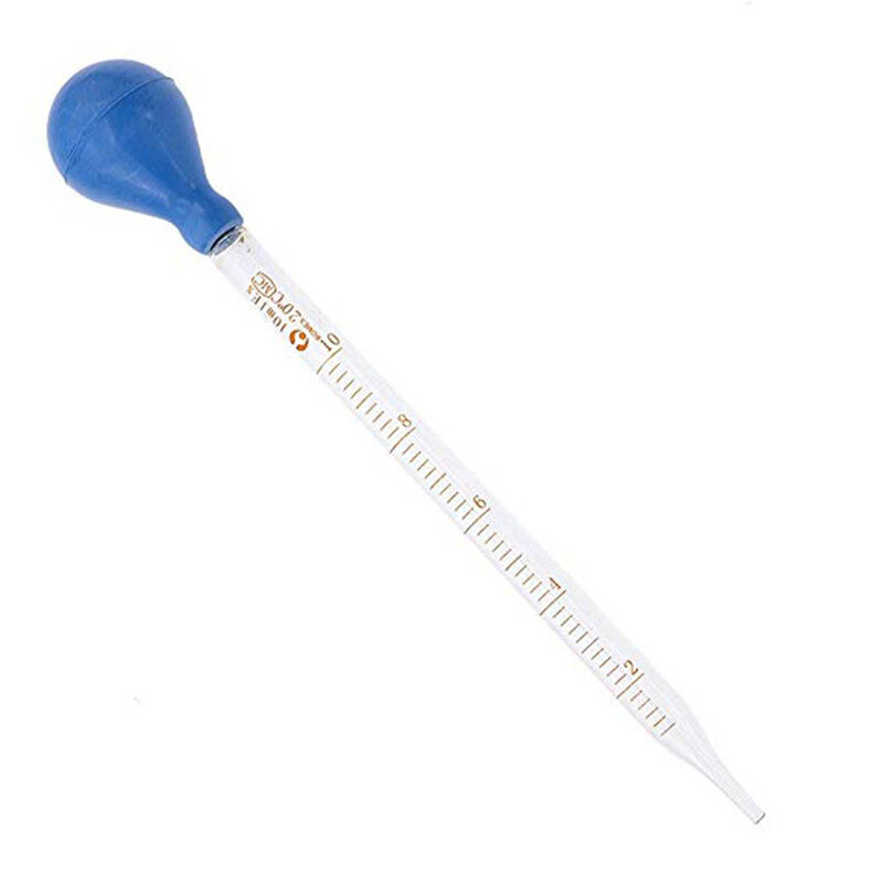 Gotero de línea de escala de vidrio, pipeta de medición de caída de laboratorio, cabezal de goma azul, 5ml/10ml