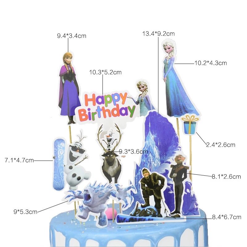 1 pz/lotto Frozen Elsa Anna Princess Cake Cupcake Toppers Cake Flag ragazze festa di compleanno decorazione anniversario forniture per torte