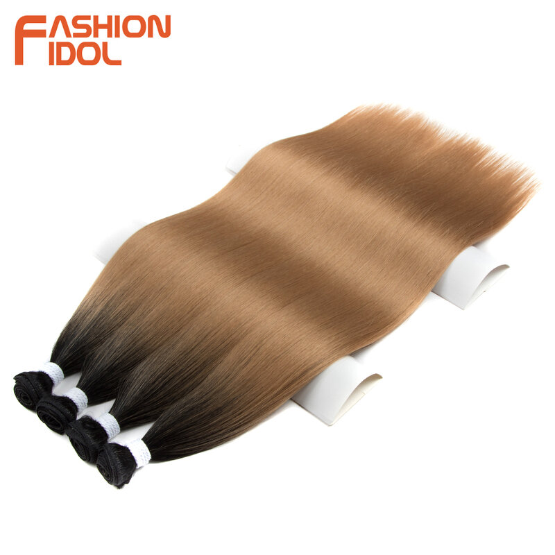 Bone Straight Hair Extensions Ombre Blonde Hair Bundles Super Long Hair Synthetic 24 Inch Straight Hair Full to End FASHION IDOL