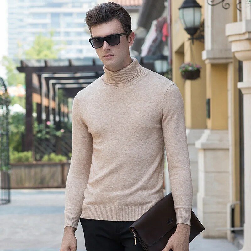MRMT 2024 Brand Autumn and Winter New Men's Sweaters High Collar Sweater for Man Solid Color Long Sleeve Sweater
