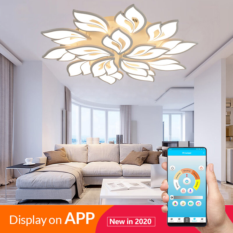Nowoczesny żyrandol LED z pilot aplikacji funkcja kontroli, pokój dzienny, sypialnia, dom, żyrandol, sufit światło akrylowe, bezpłatny statek