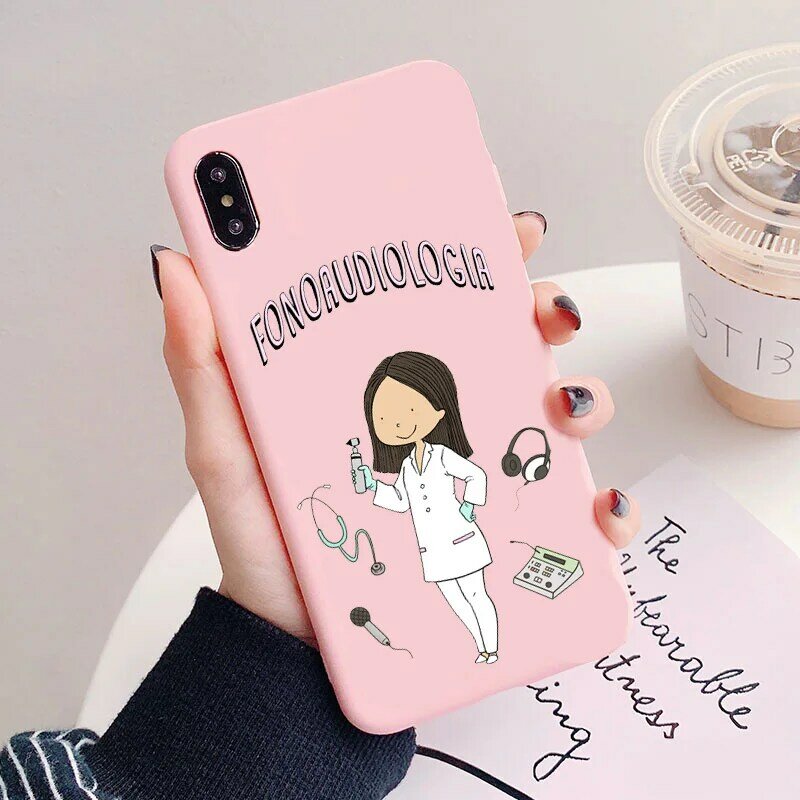Serviços sociais psicologia médicos enfermeira professor doces rosa macio tpu telefone capa para iphone 11 pro 6 splus 8 8 plus xsmax xr