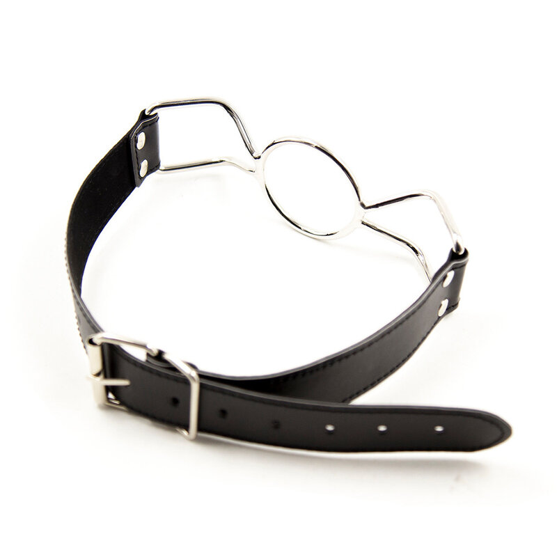 Open Mouth Leather sex toys Ring Gag Flirting with O-Ring during sexual bondage BDSM roleplay and adult erotic play for couples