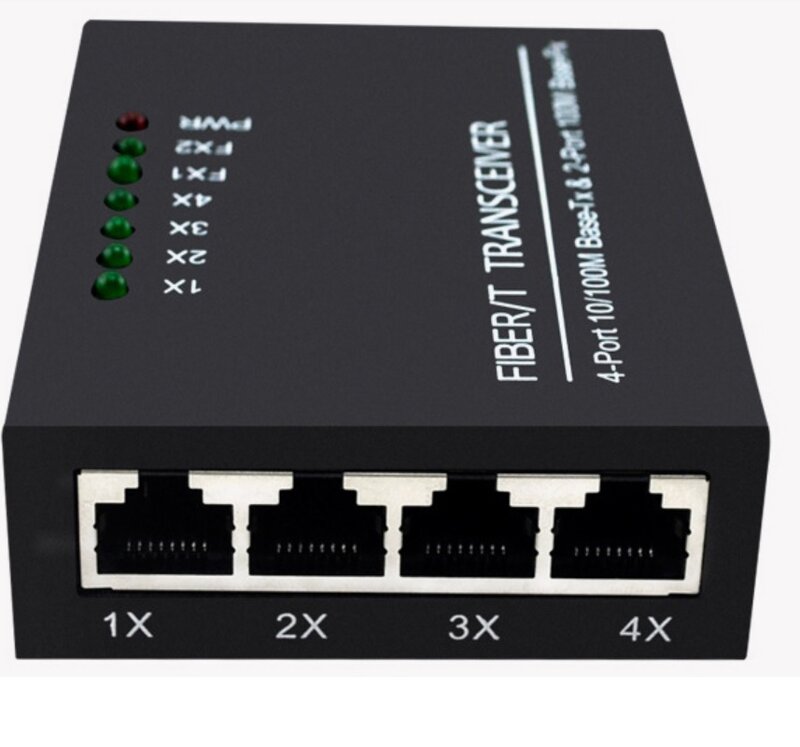 Commutateur Ethernet 10/100M, convertisseur de média Fiber optique 20KM, émetteur-récepteur Fiber optique monomode 4 Ports RJ45 et 2 Ports SC