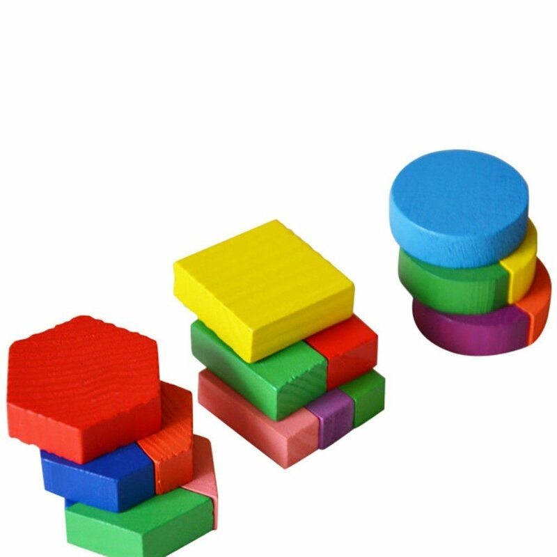 Rompecabezas de bloques de geometría de madera para niños, juguete cognitivo para niños, juguete educativo de aprendizaje temprano, regalo para niños