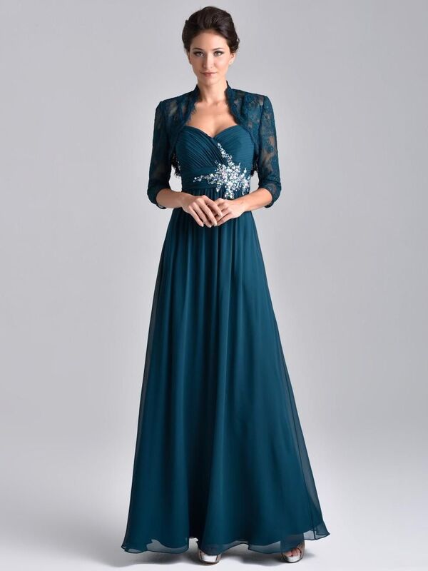 Темно-синее шифоновое платье для матери невесты 3/4 с длинным рукавом и кружевной жакетом вечерние платья для матери с кристаллами и бисером