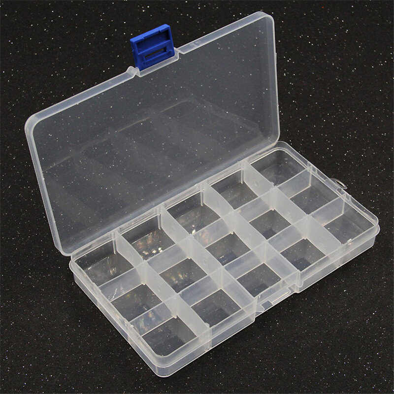 Yidensy 1 قطعة صندوق تخزين من البلاستيك الشفاف مربع 10/24 فتحة قابل للتعديل للحبوب خرز للمجوهرات القرط المنظم