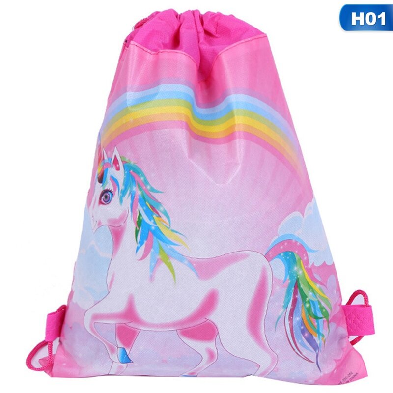 Zaino unicorno con coulisse bambini bambini borse da scuola impermeabili zaini moda animale carino zaino colorato in tela
