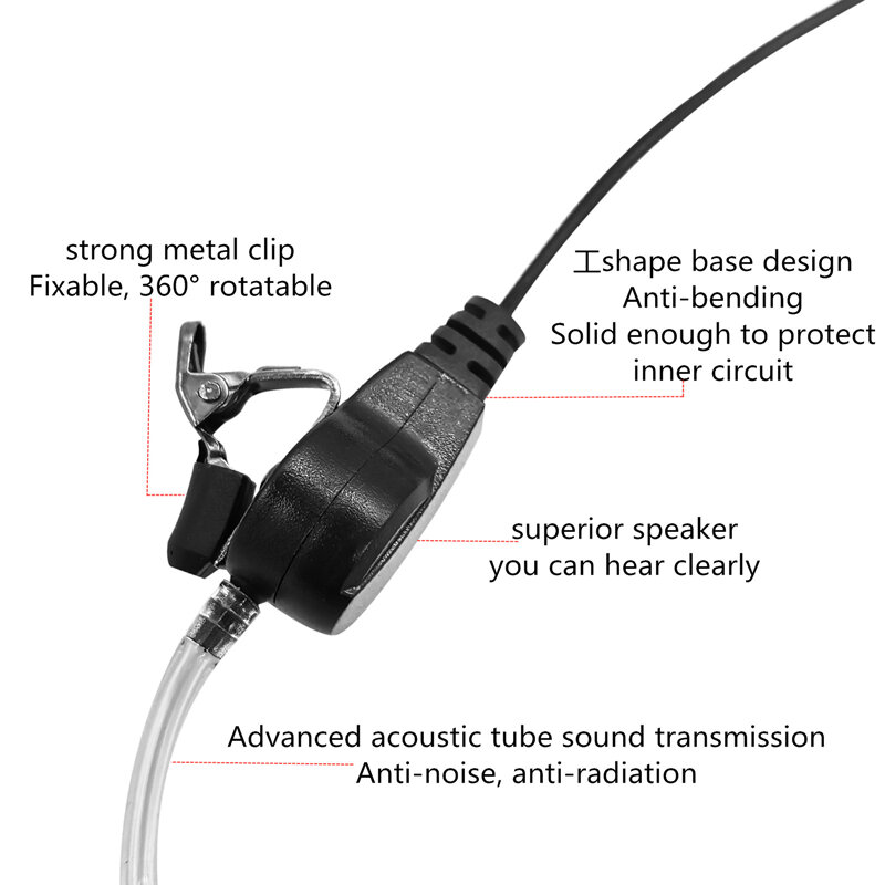 Headset Earpiece akustik udara, aksesori Walkie-talkie untuk seura 2 Way Radio, STP8000, STP8030, STP8035, STP8038,