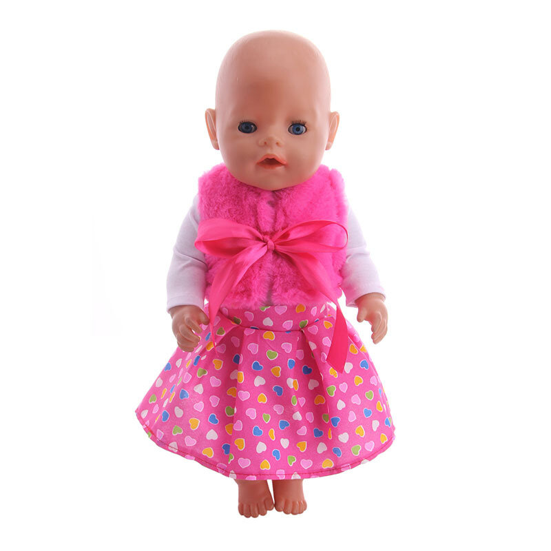 3 pièces vêtements de poupée américaine mignon hiver gilet T-shirt robe costume pour 43 cm poupées et 18 pouces poupée jouet accessoires
