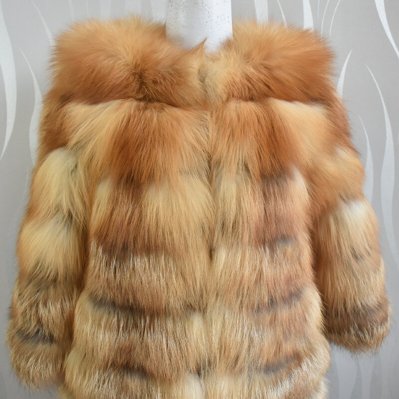 2020 Natural Fox Fur Red fox Coat Women's Short Winter Beautiful 100% Real Fox Fur Genuine Leather Keep Warm Fashion