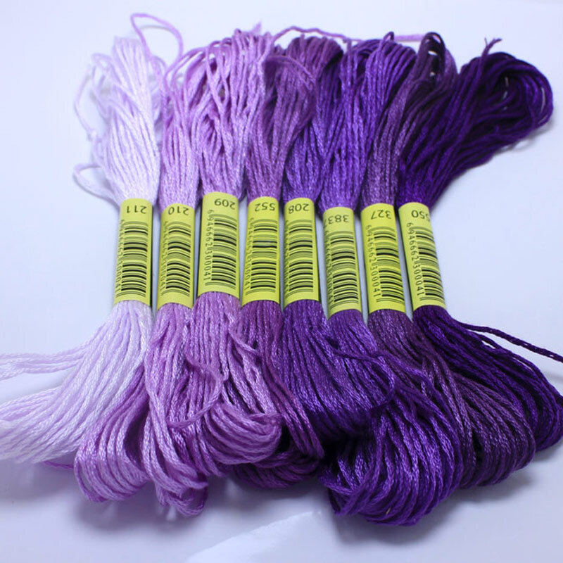 DIY Trançado Fio Floss Skein, Ponto Cruz Thread, Weave Pulseiras Thread, Cor Gradiente, 8 m, 8PCs